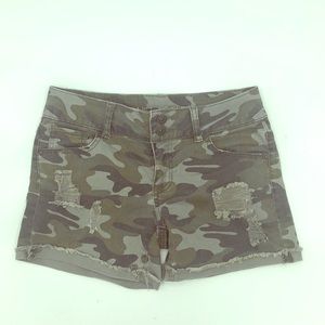 Vanilla Star Camo Ripped Jean Shorts